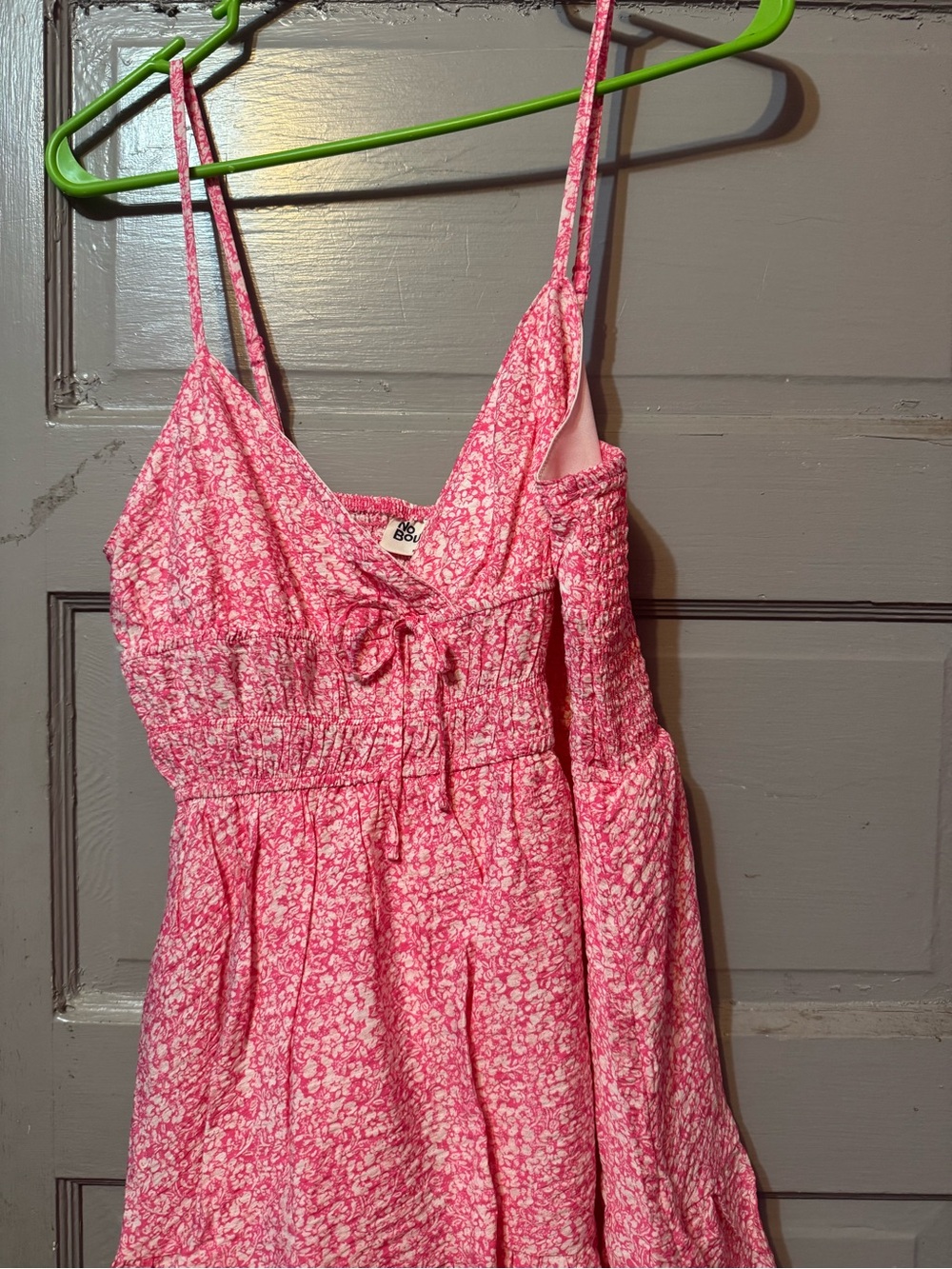 No Boundaries Pink Floral Smocked Romper with Spaghetti Straps